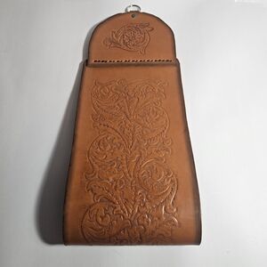 Hand Tooled  Leather Utility Pouch. Cowboy/ Western Theme.